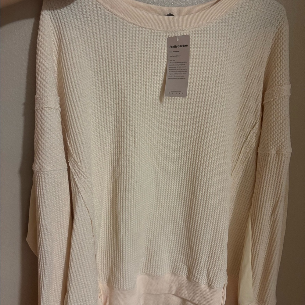 Cream Waffle Knit Sweater Women's Size Large